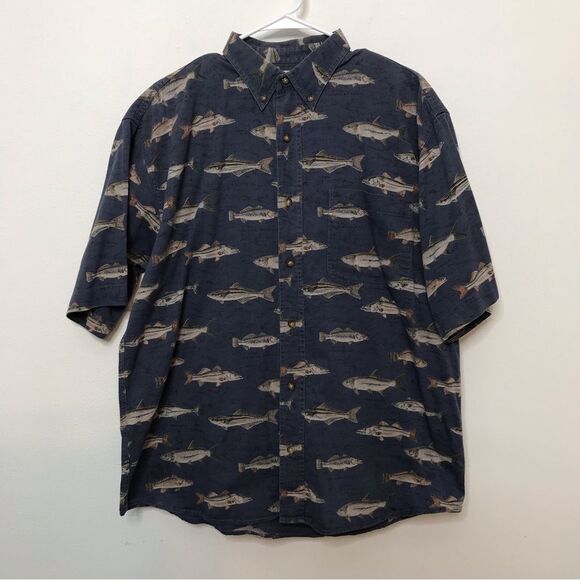 Magellan Outdoors Other - Magellan Mens Short Sleeve Fish Graphic Cotton Shirt Sz Large